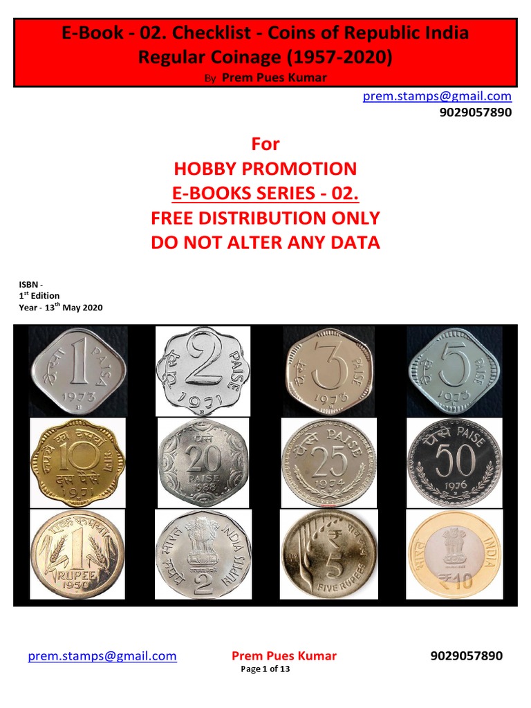 Checklist of Indian Republic Coins | PDF | Currency | Economy Of Asia