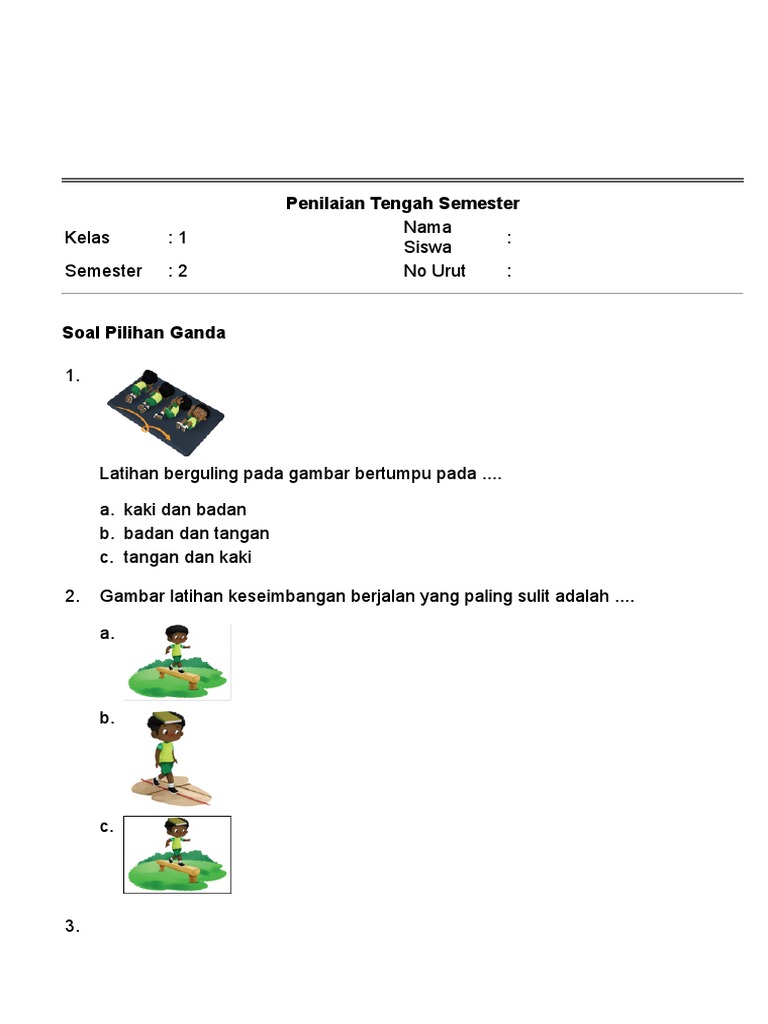1 Soal Uts Pjok Kls 1 Semester 2 Pdf