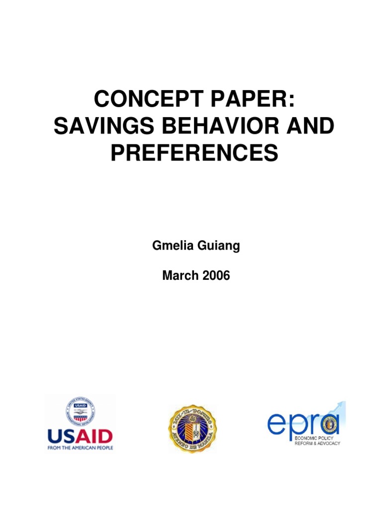 Concept Paper Saving Behavior and Preferences PDF Saving Wealth