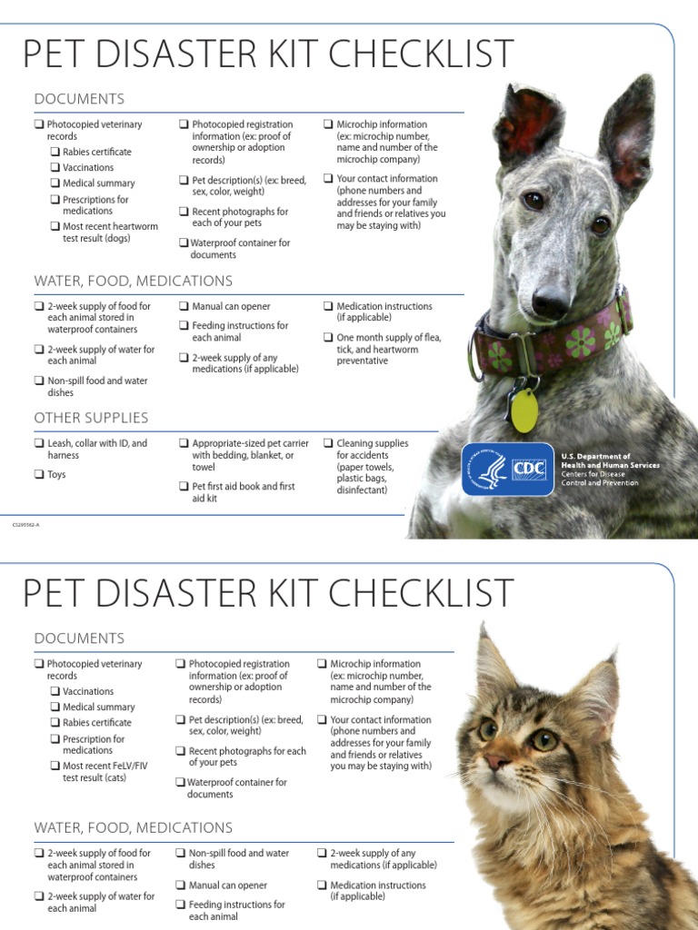 Essential Pet Disaster Kit Checklist | PDF | Animal Welfare | Animals ...