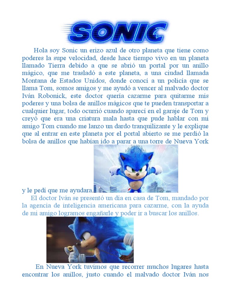 Aventura de Sonic en la Tierra | PDF