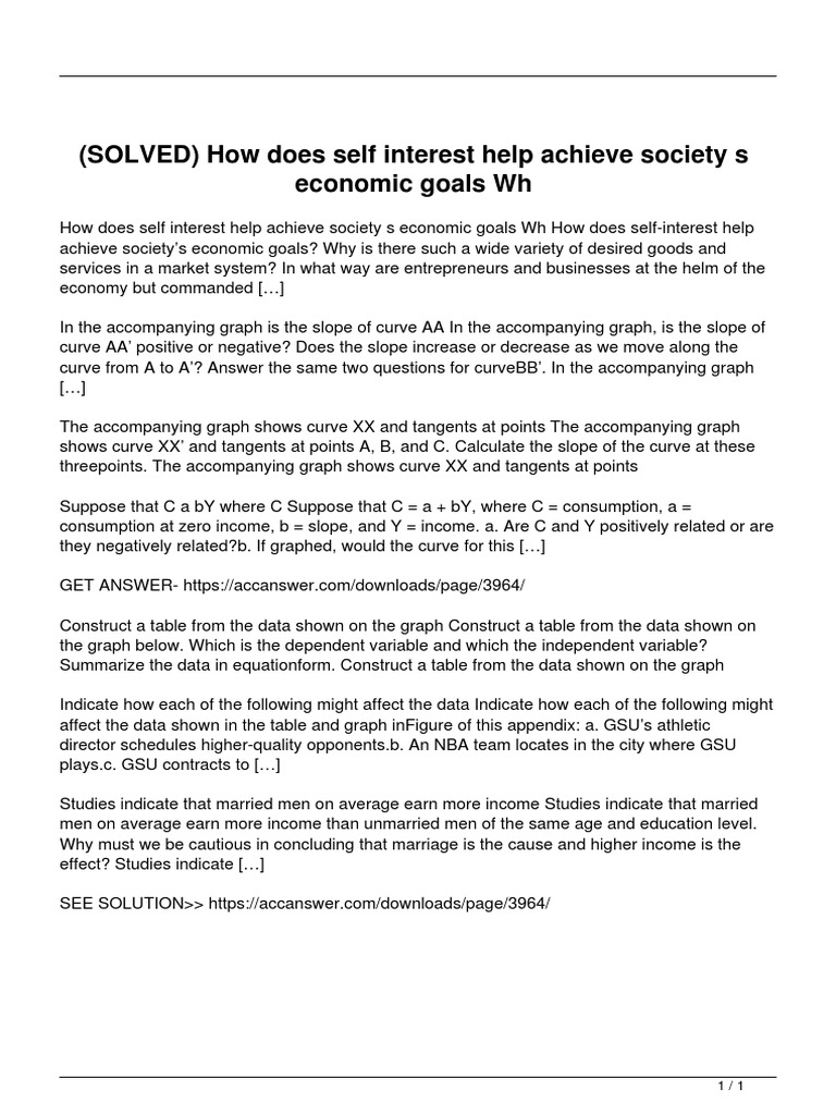 Solved How Does Self Interest Help Achieve Society S Economic Goals Wh
