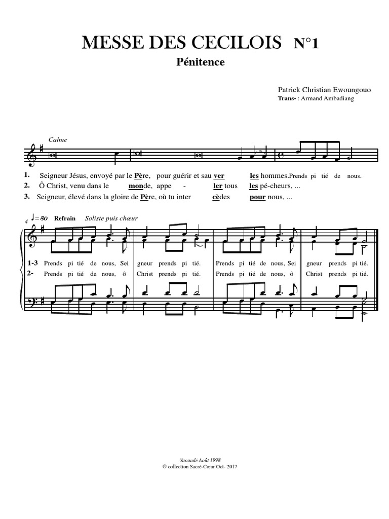 Qu Il Est Formidable D Aimer Partition Pdf 1 - Messe Des Cecilois N°1 - 1 Kyrie | PDF