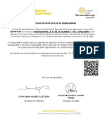 Certificado de Protocolos de Bioseguridad