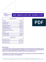 Bicarbonato de Sodio Usp: Especificaciones