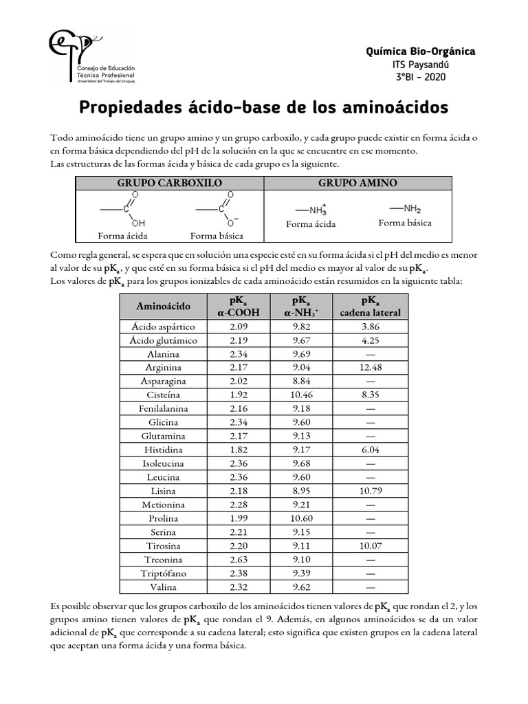 1 Propiedades Ácido-Base de Los Aminoácidos | PDF | Aminoácidos | Ácido, image size:768x1024
