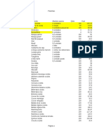 Planilha de alimentos e valores nutricionais