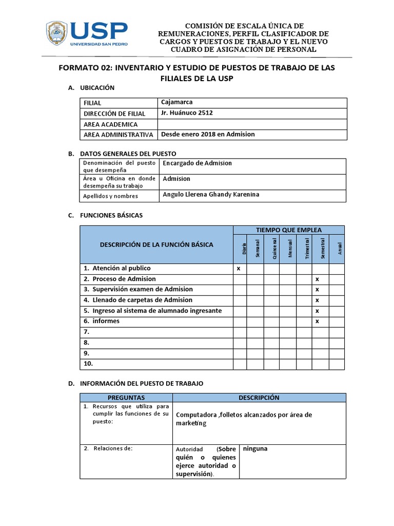 Inventario de Puestos en Admision USP | PDF | Marketing | Business