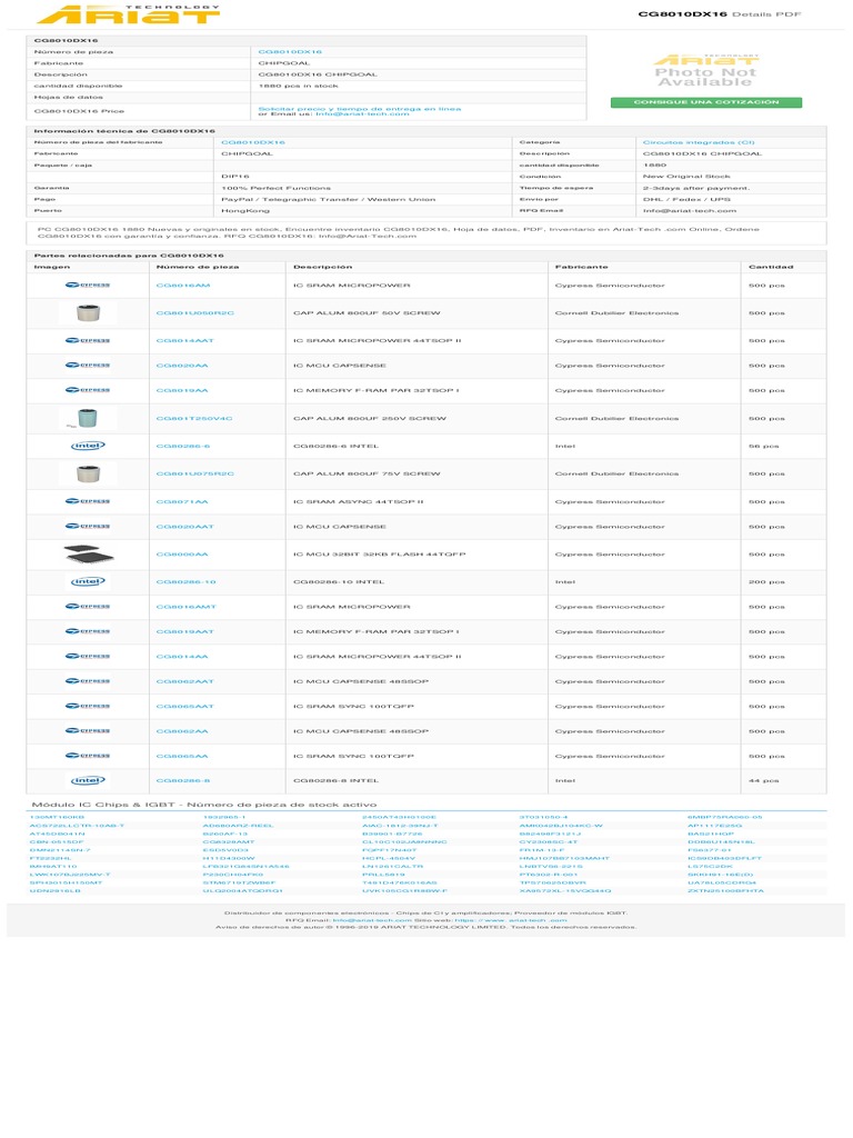 CG8010DX16 | PDF | Industrias | Arquitectura de Computadores