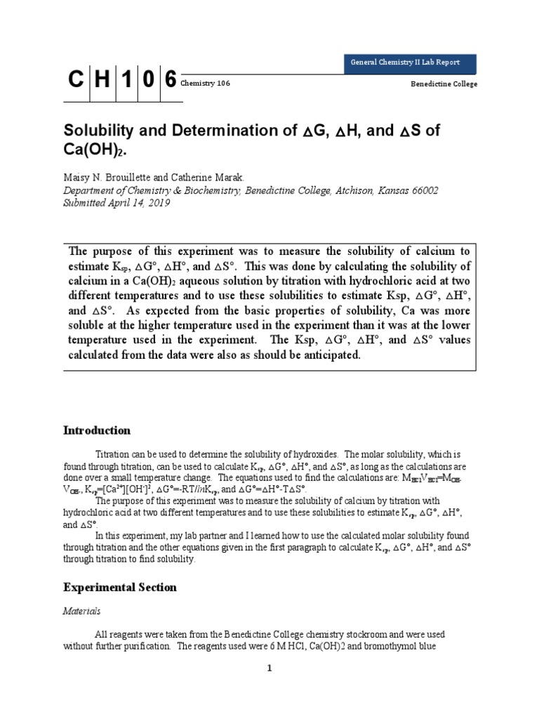 Lab Report Template For Lab 8 PDF Solubility Filtration