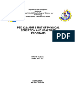 Ped 122: Adm & MGT of Physical Education and Health Ed Programs