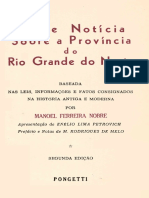 Breve Notícia Sobre a Província Do Rio Grande Do Norte. NOBRE, Manoel Ferreira. 1971