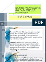 TUNGKULIN NG PAGPAPLANONG PANGWIKA SA PAGBUO NG PAMBANSANG WIKA - Rhea V. Iranzo