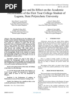 Peer Influence and Its Effect On The Academic Performance of The First Year College Student of Laguna, State Polytechnic University