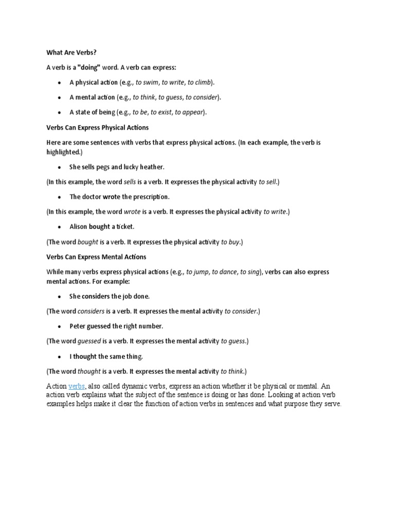 Understanding Verbs An InDepth Exploration of the Different Types of