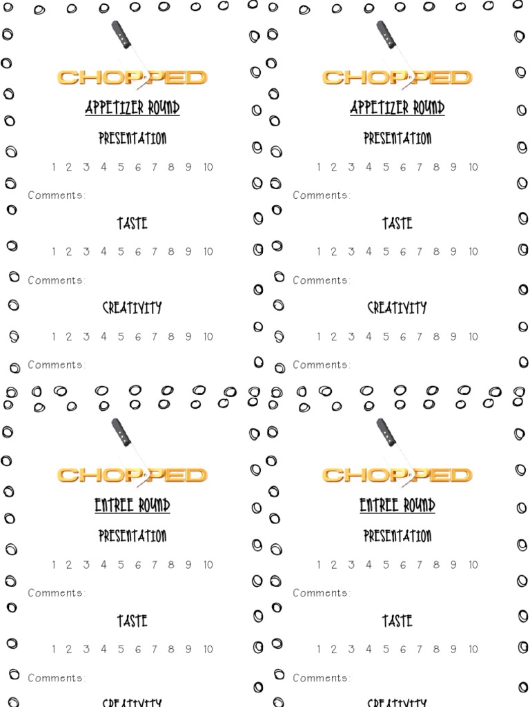 Chopped Scoring Sheet PDF