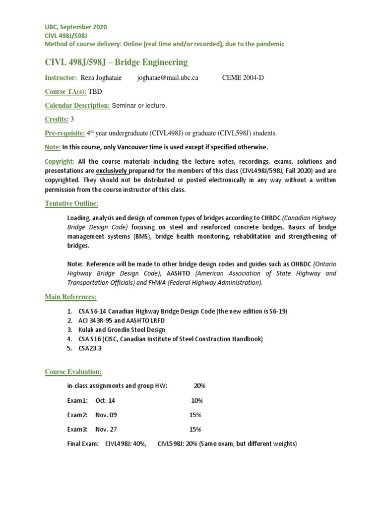 Syllabus Bridge Engineering 2020 | PDF | Academic Freedom | Justice
