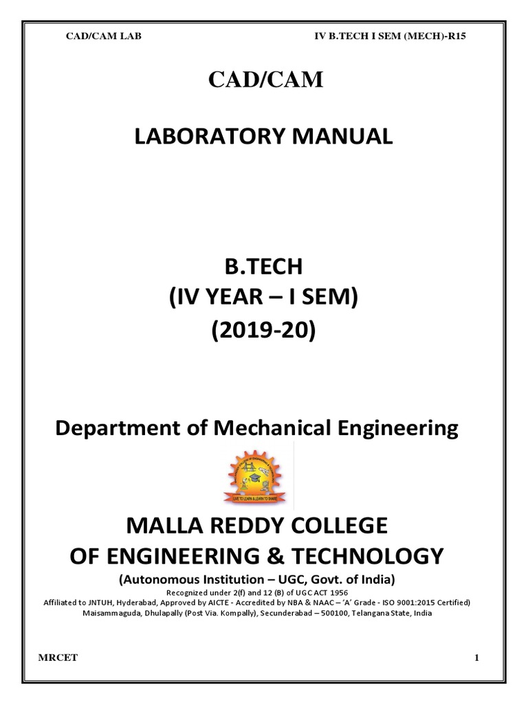 Cadcam Lab Manual | PDF | Computer Aided Design | Bending