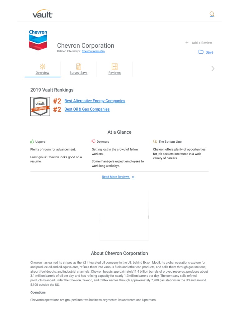 Chevron Corporation - Company Profile | PDF | Chevron Corporation ...