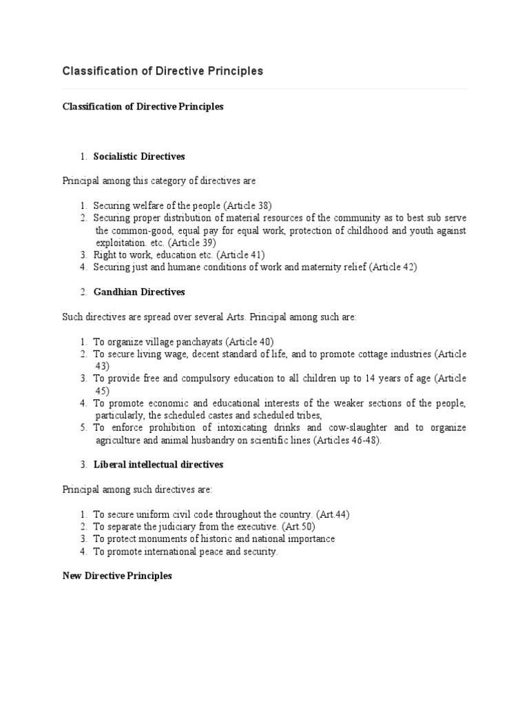 Directive Principles Overview | PDF | Constitutional Law | Justice