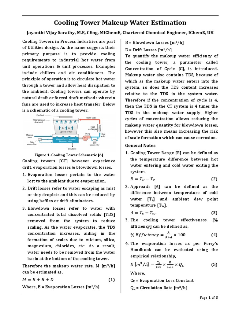 Cooling Tower Makeup Water Calculation | PDF | Engineering ...