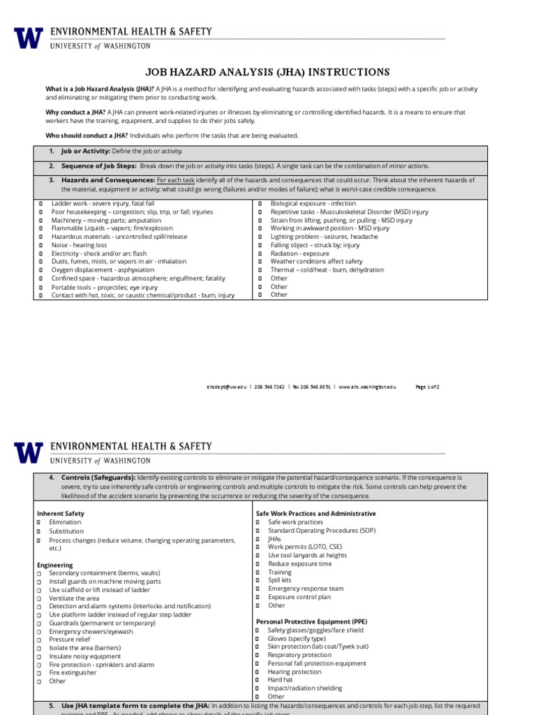 Job Hazard Analysis (JHA) Guide | PDF | Hazards | Personal Protective ...