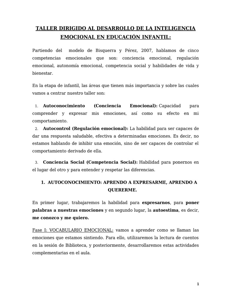 Taller de Inteligencia Emocional Infantil | PDF | Empatía | Las emociones