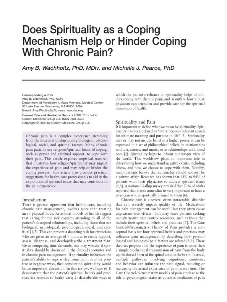 Does Spirituality As A Coping Mechanism | PDF | Pain | Pain Management