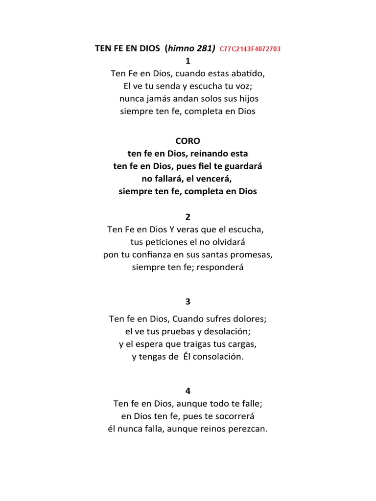 Himno 281: Ten Fe en Dios | PDF