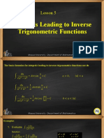 Lesson 5: Integrals Leading To Inverse Trigonometric Functions