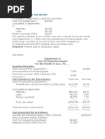 Cost Added in Department 2:: Cost of Production Report