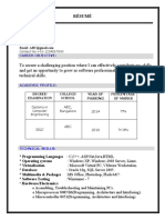 Résumé for Software Testing Professional