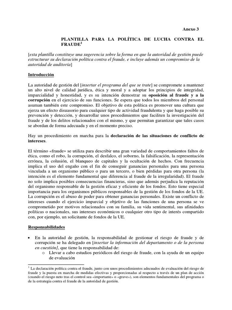 Política de Lucha Contra el Fraude | PDF | Corrupción política | Unión ...