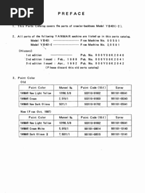 Yanmar YB401U Label Specifications | PDF | Screw | Nut (Hardware)