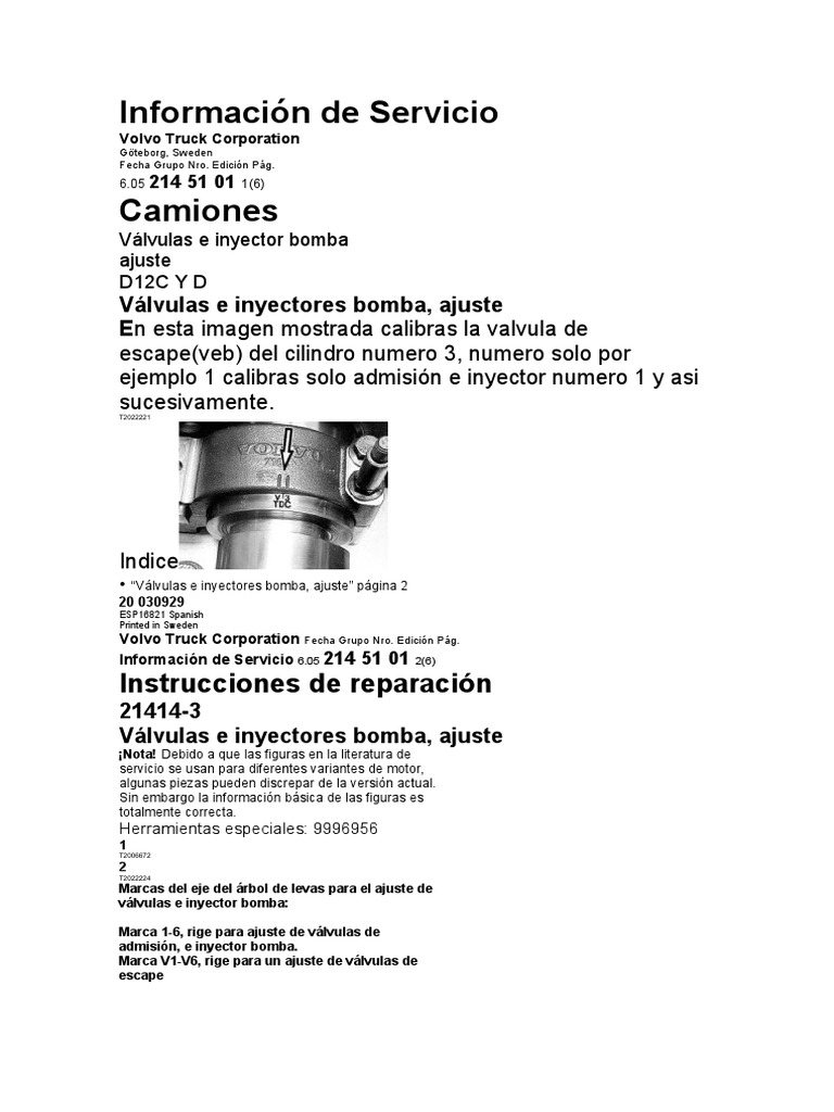 Calibrar Valvulas Motor Volvo d13, PDF, Tornillo