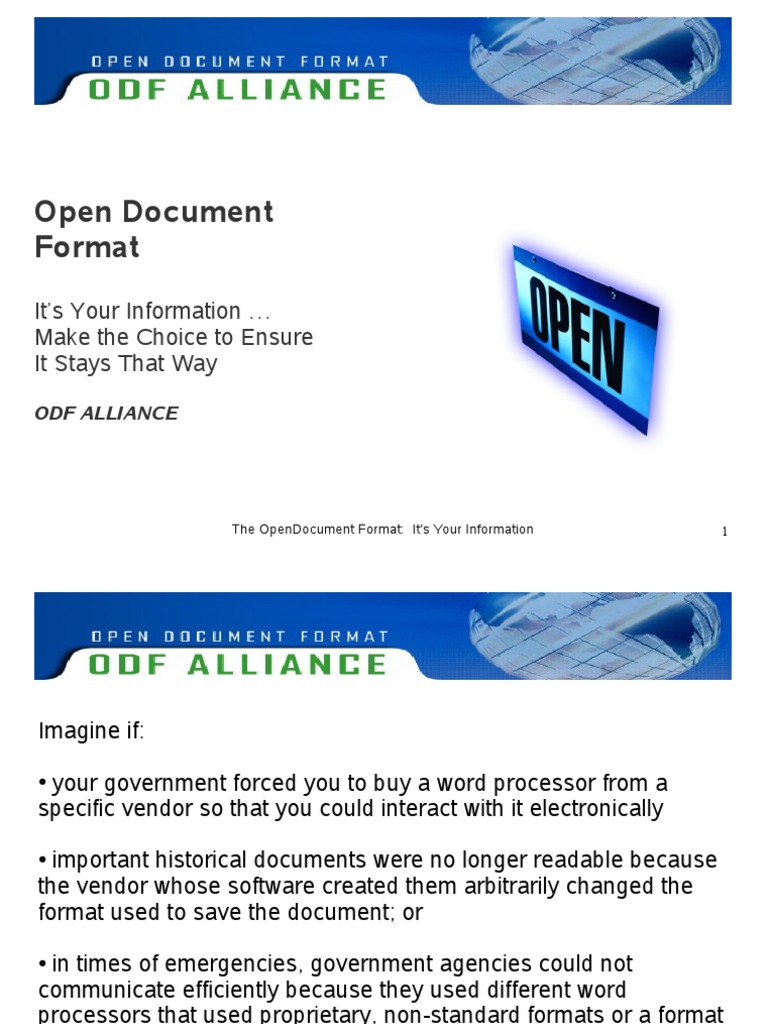 OpenDocument Format Benefits & Adoption | PDF | Intellectual Works ...