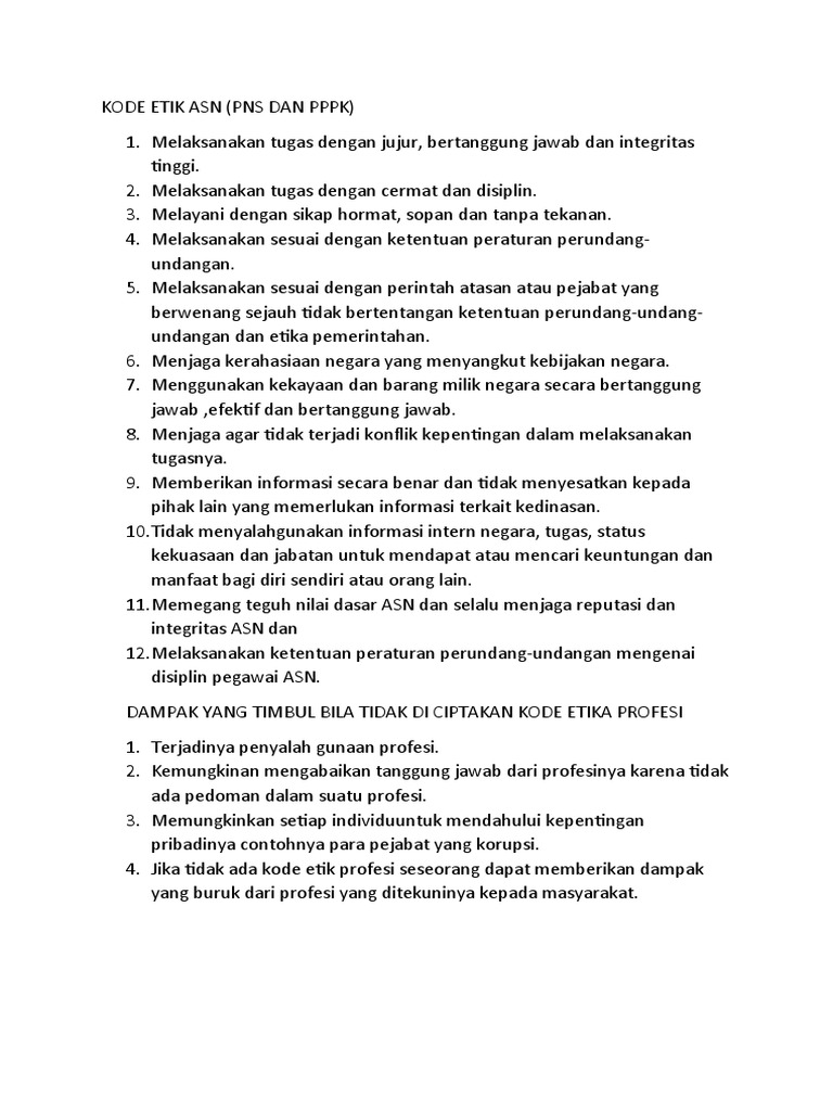 Kode Etik Asn | PDF