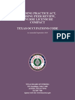 Nursing Practice Act, Nursing Peer Review, & Nurse Licensure Compact Texas Occupations Code