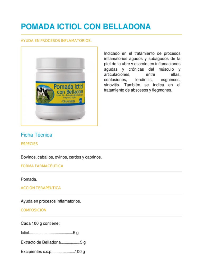 Pomada Ictiol con Belladona: Usos y Aplicaciones | PDF | Inflamación ...
