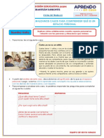 Ficha de Trabajo de Personal Social Semana 18 Día 1 Espacio Personal