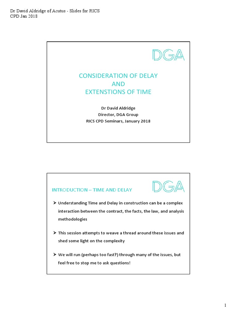 Delay and Extensions of Time in Construction | PDF