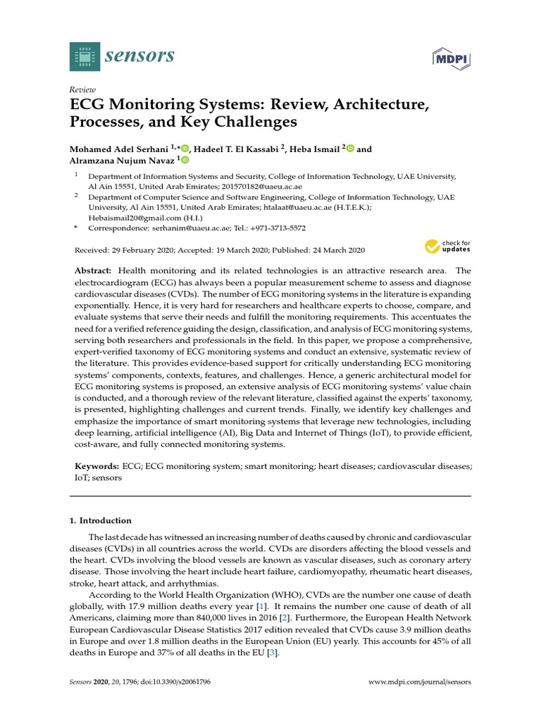 Sensors: ECG Monitoring Systems: Review, Architecture, Processes, and ...
