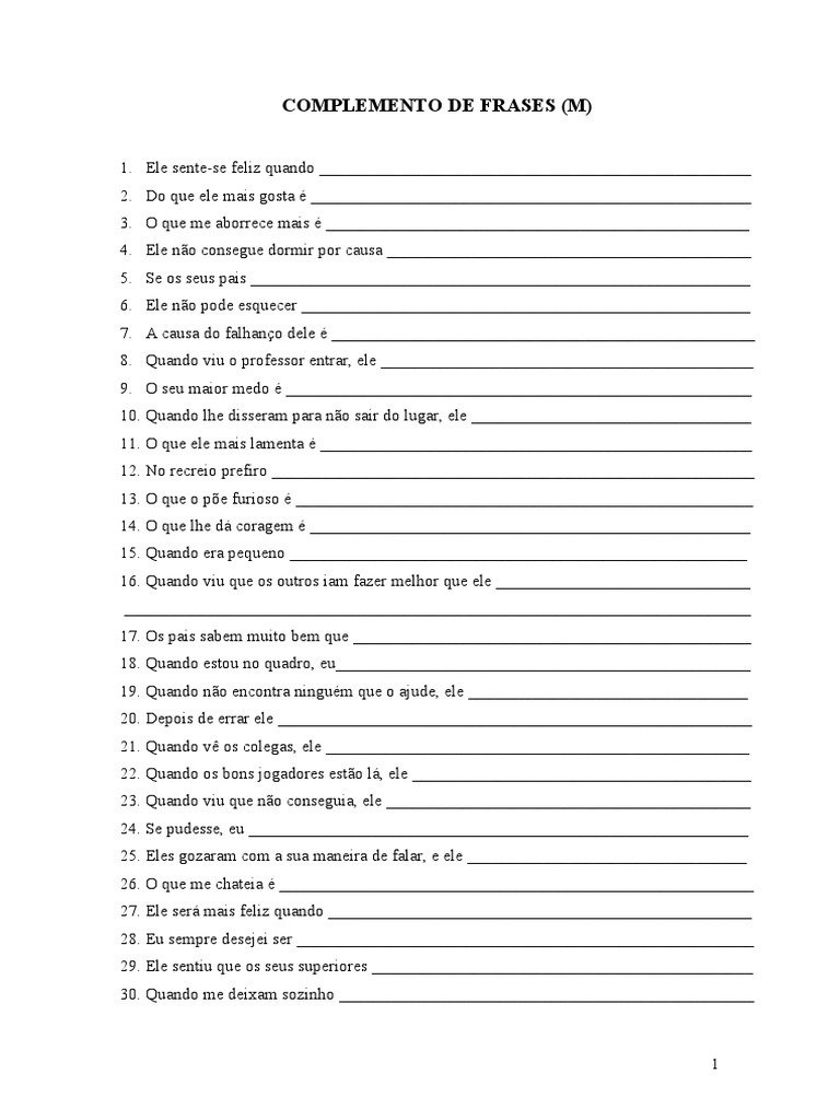 Exemplos de Complementos de Frases | PDF