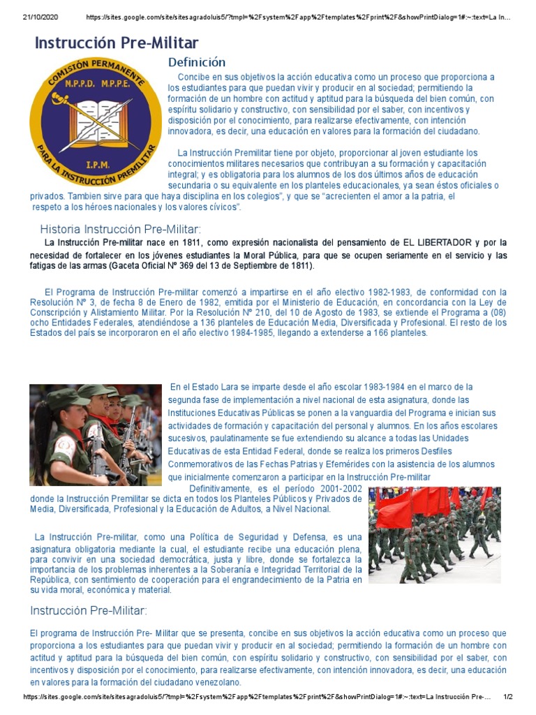 Importancia de la Instrucción Premilitar | PDF | Educación avanzada ...