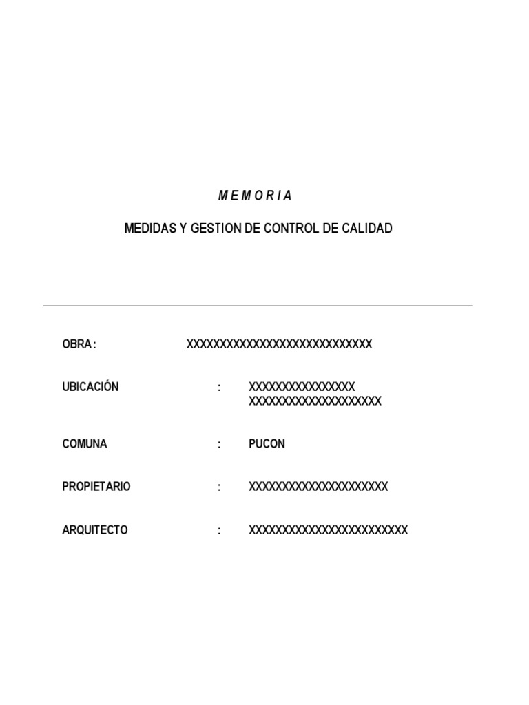 Informe de Medidas y Gestion de Control de Calidad | PDF | Arquitecto ...