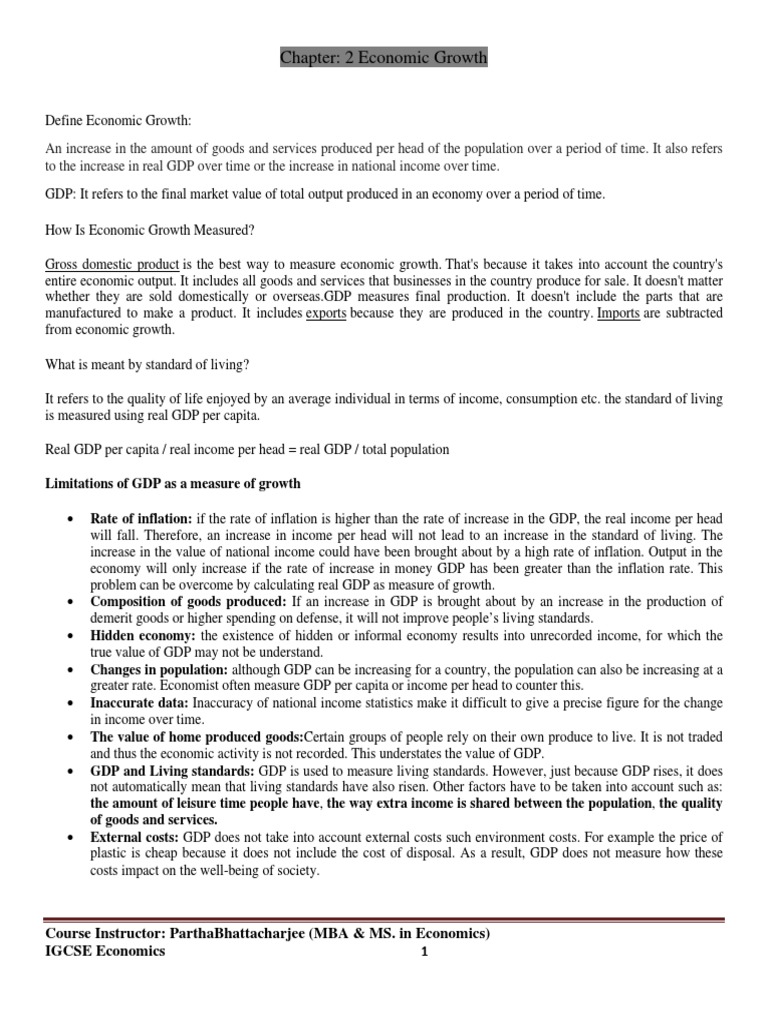 Chapter: 2 Economic Growth: Limitations of GDP As A Measure of Growth ...