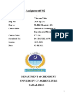 Assignment# 02: Department of Chemistry University of Agriculture Faisalabad