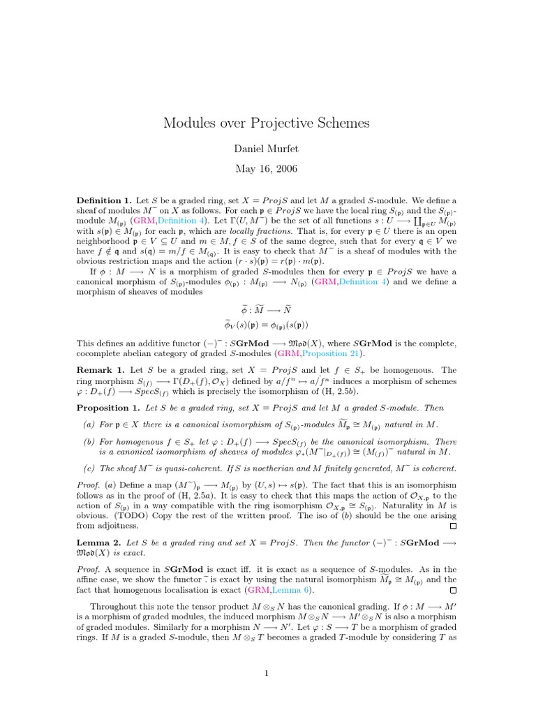 Modules over Projective Schemes Defining Sheaves of Modules on
