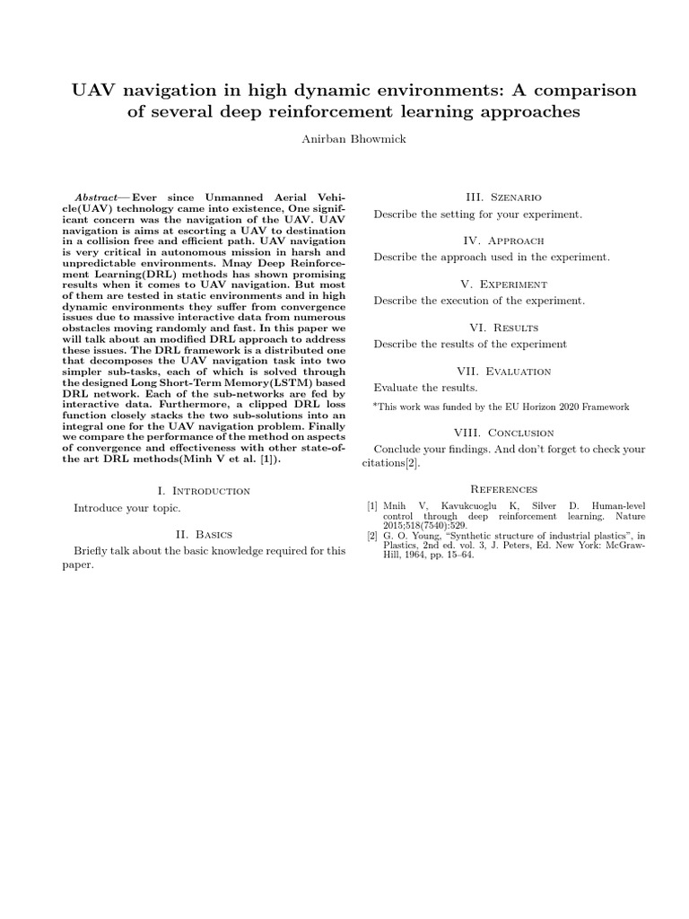 Seminar Paper Master PDF Unmanned Aerial Vehicle Experiment