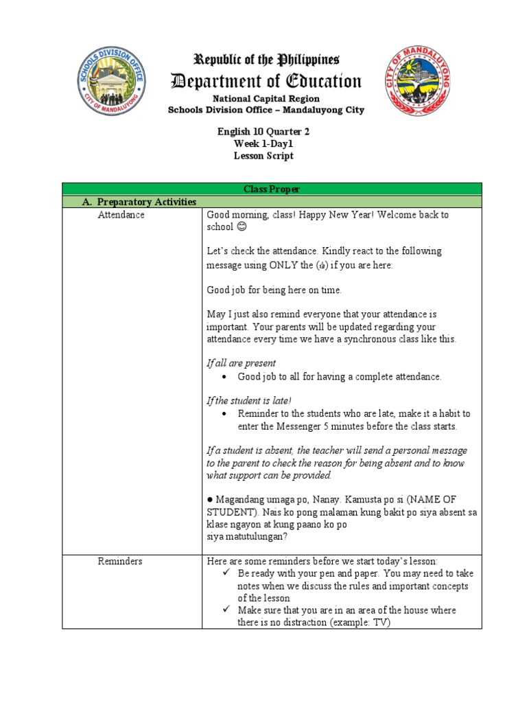 Sample Lesson Script For Messenger Class | PDF | Opinion | Learning